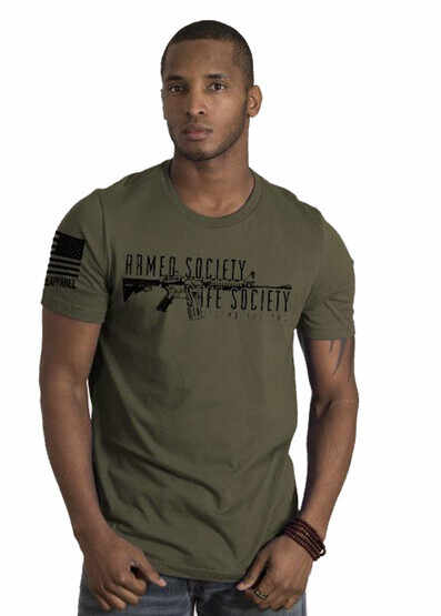 Nine Line Armed Society Defend 2A Short Sleeve T-Shirt in Military Green
